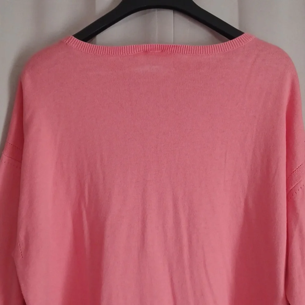 Talbots Tassel Fringe Cashmere Blend Lightweight Sweater Relaxed Fit Pink Coral
